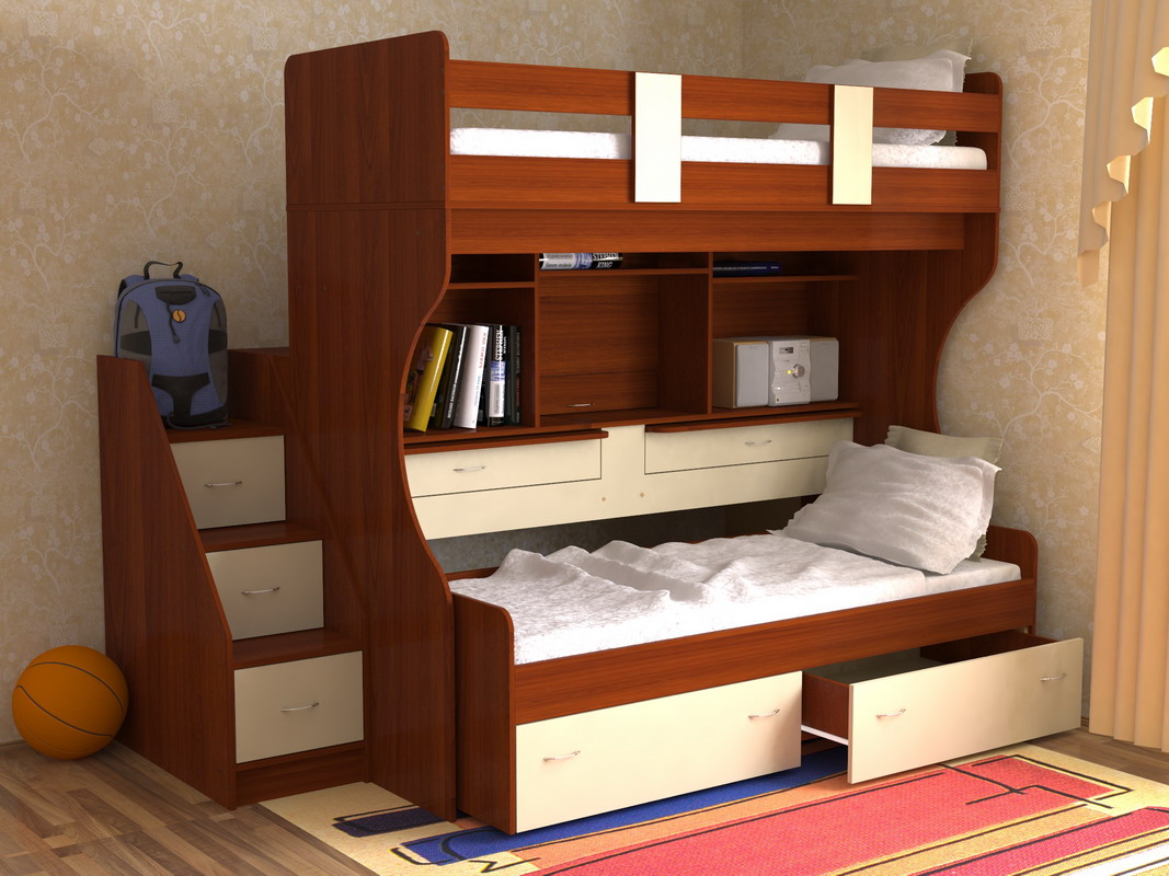 двухъярусная кровать с 3 спальными местами